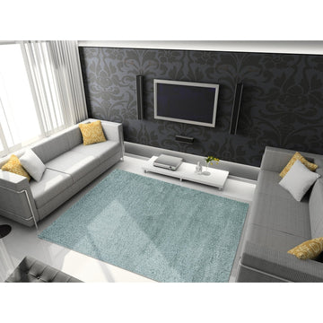 Payton Soft Shimmer Silky Polyester Plain Shaggy Duck Egg Rug 160x230 cm-Shop Returns-Rug Love - The Most Loved Rug Store